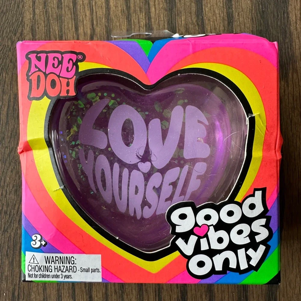 Schylling NeeDoh Love Yourself Heart Purple New NIB Good Vibes Only Squishy Toy